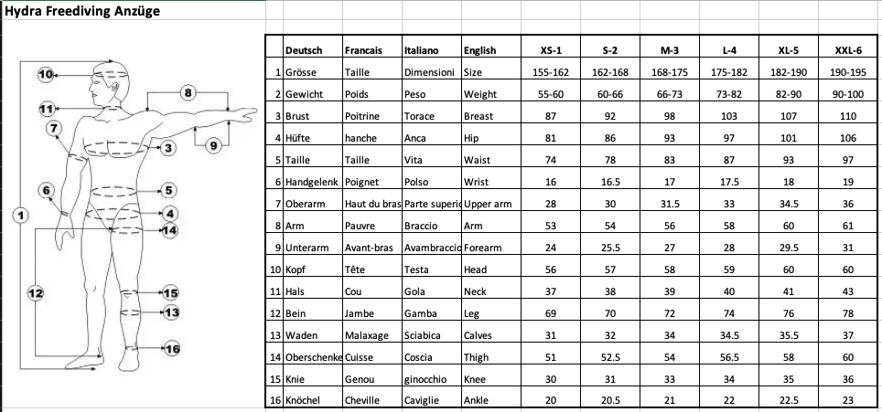 Hydra Size Chart